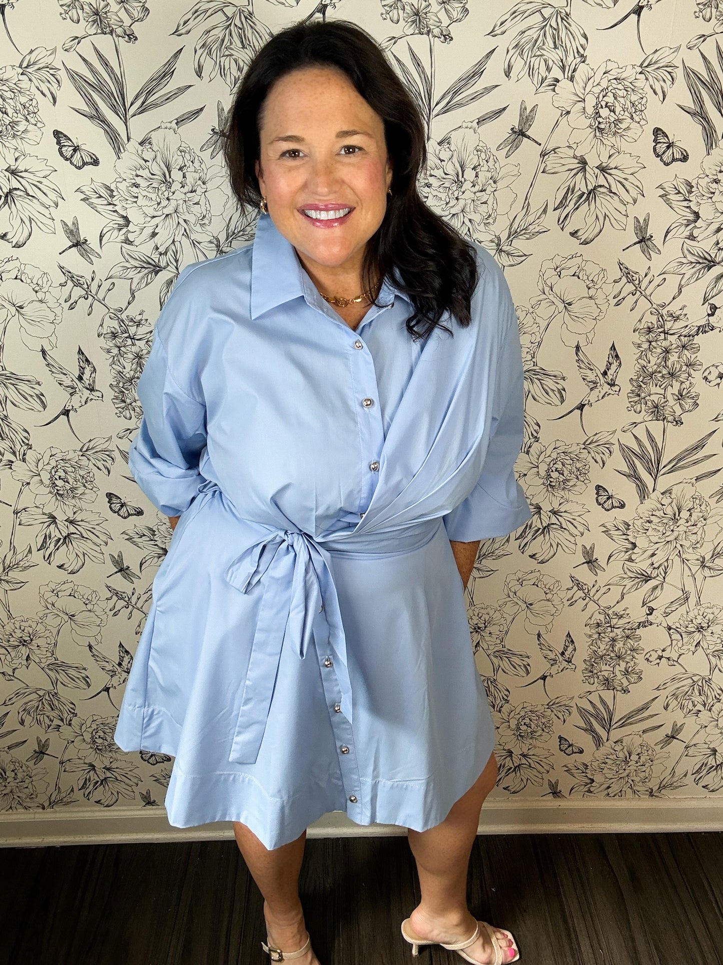 Side Not Chambray Mini Dress