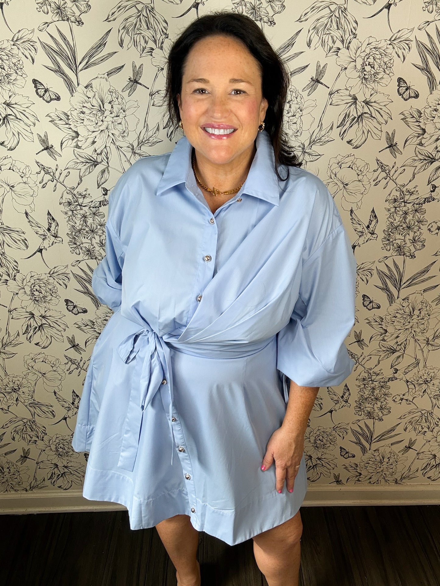Side Not Chambray Mini Dress