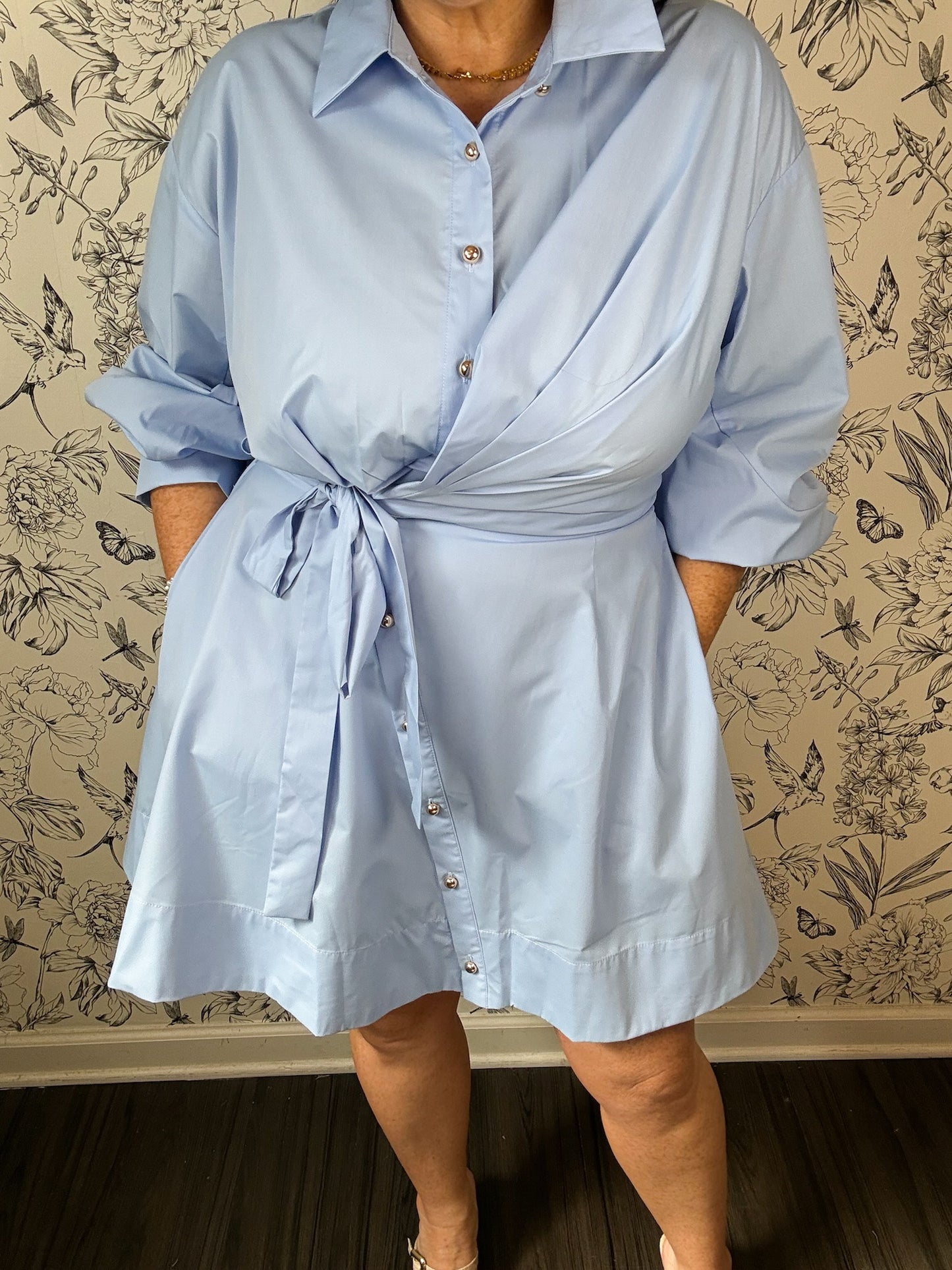 Side Not Chambray Mini Dress