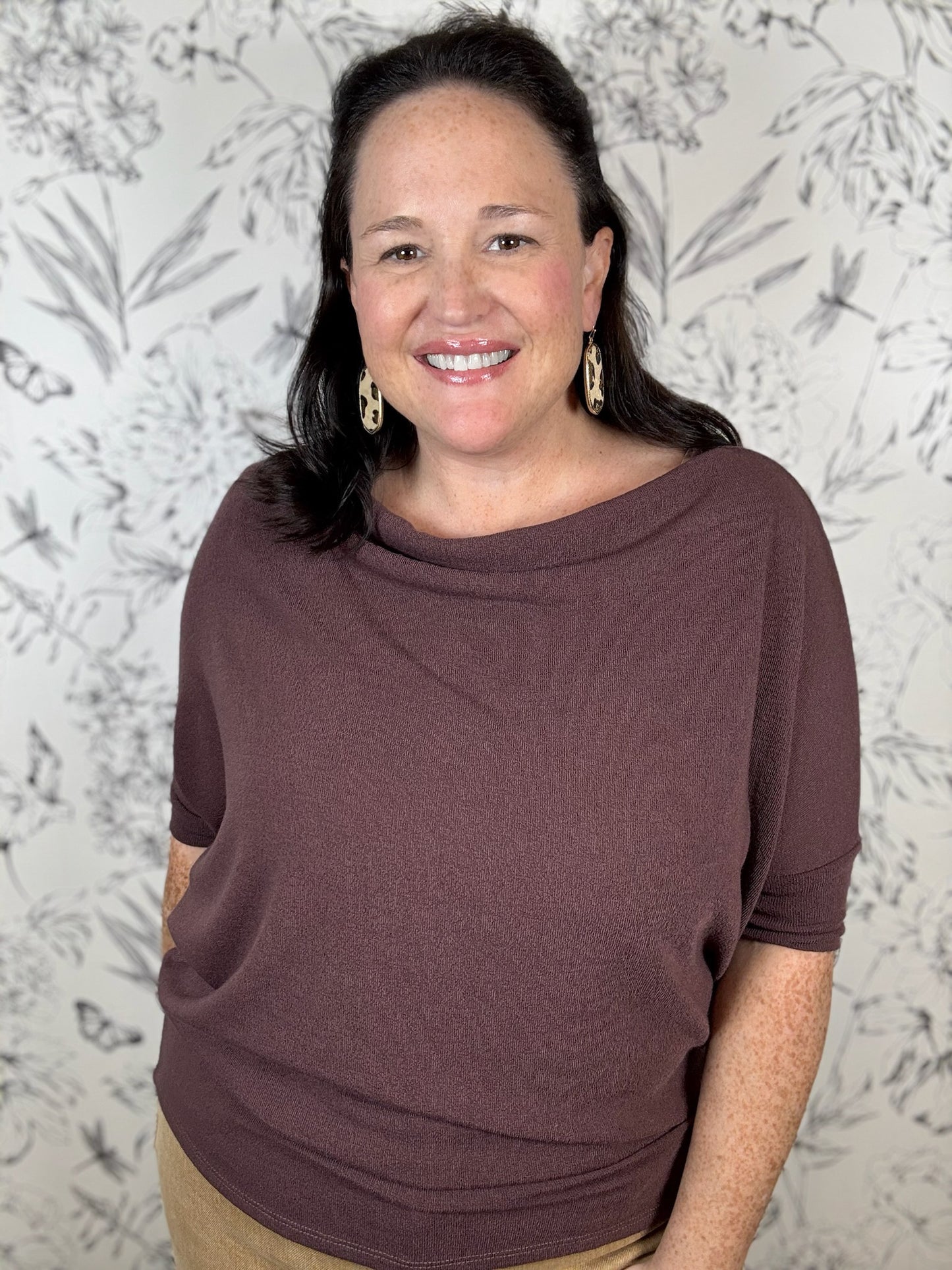 raisin draped short sleeve top Six/FIFTY