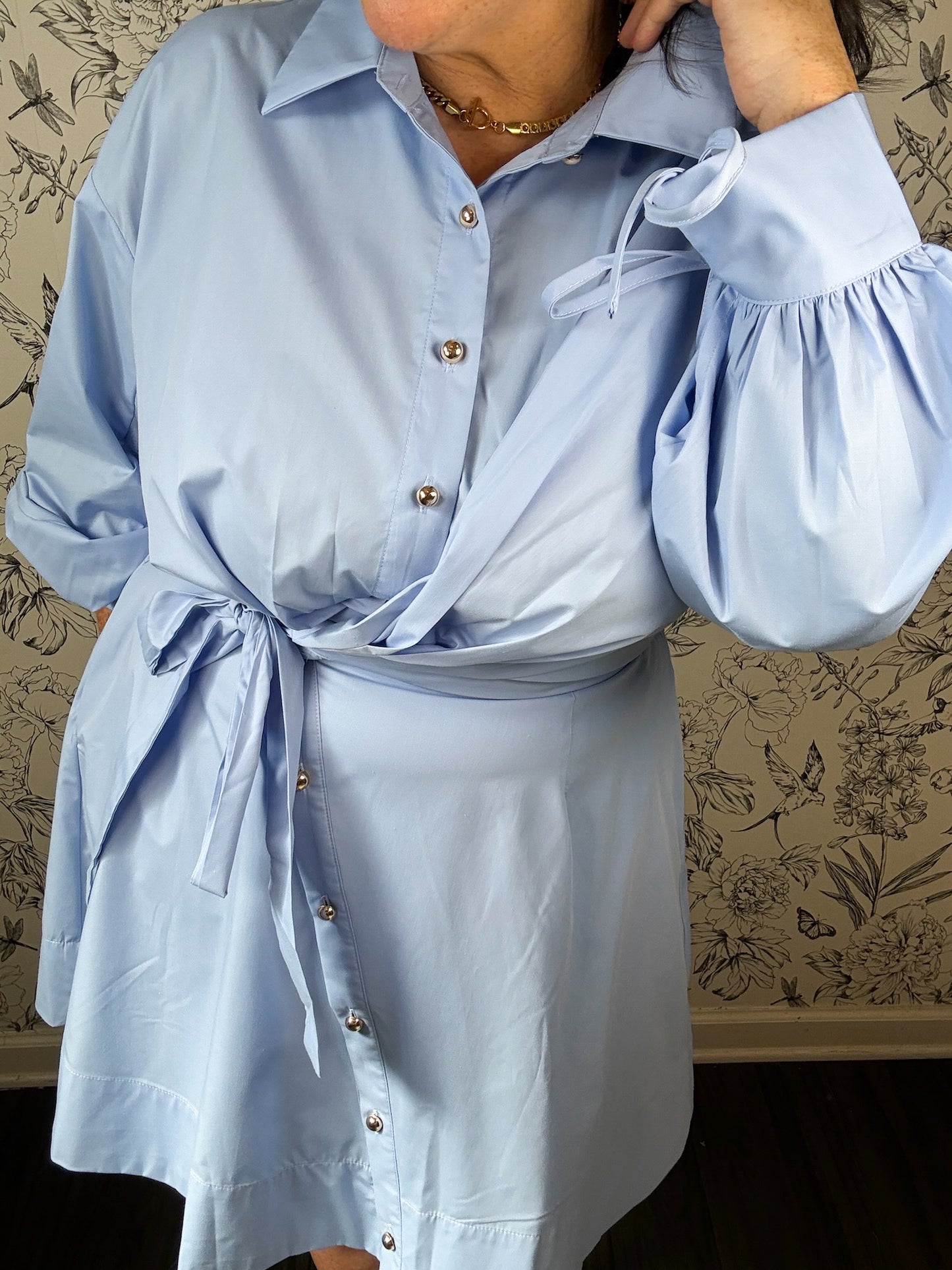 Side Not Chambray Mini Dress