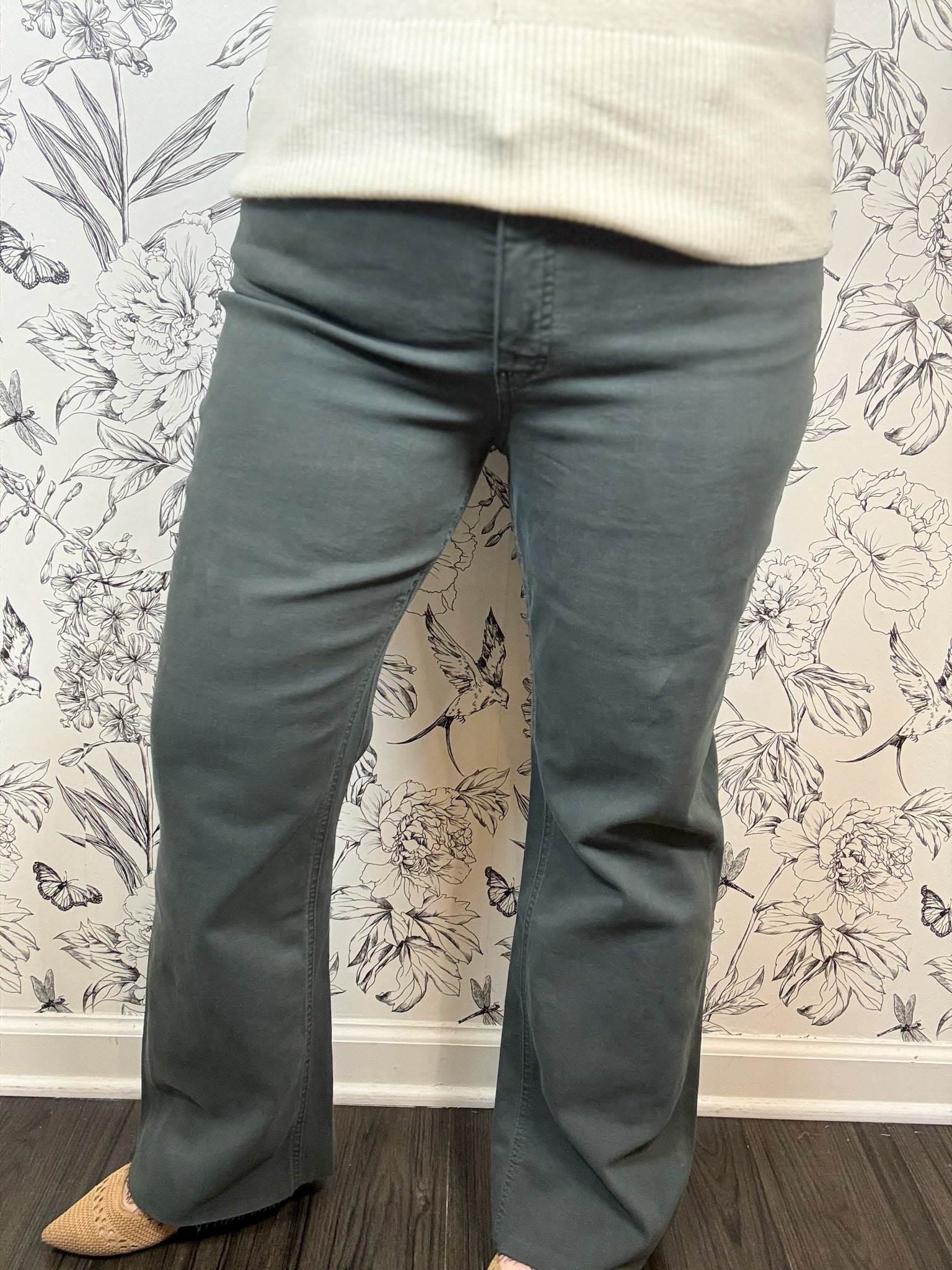Kelsey Pewter Green Ankle Flare - Best & Co. Boutique