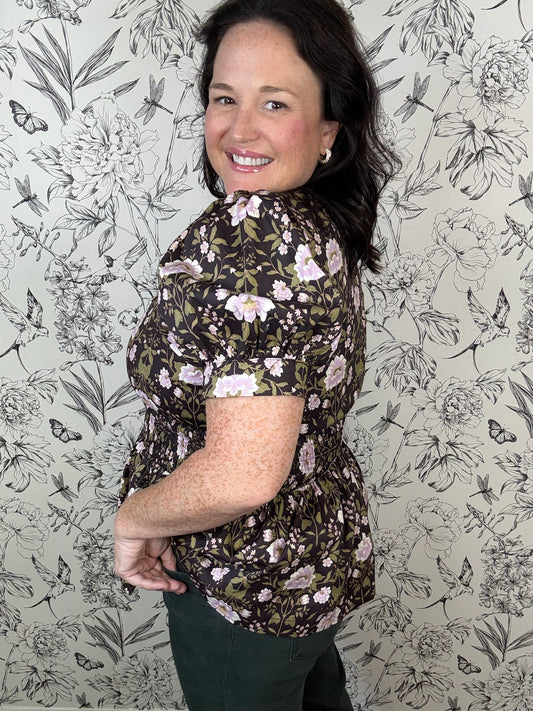 Nightshade Zip Peplum Blouse