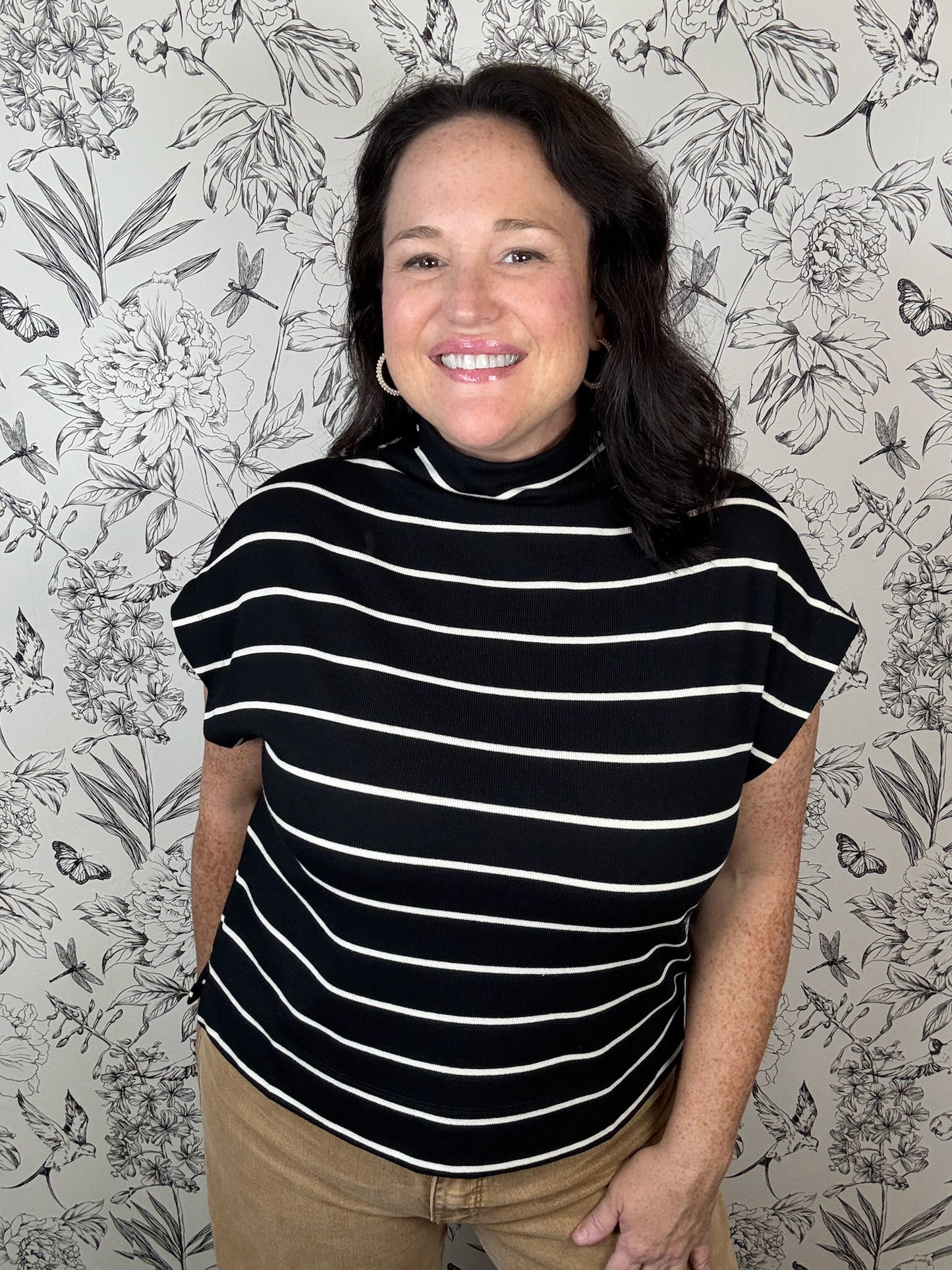 Linear Lines Mock Neck - Best & Co. Boutique