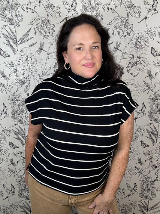 Linear Lines Mock Neck