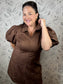 chocolate suede zip up mini dress THML