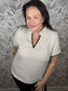THML ivory and black tweed Top