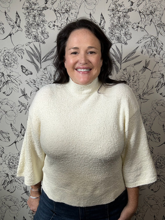 cream boucle skimmer sweater ENTRO