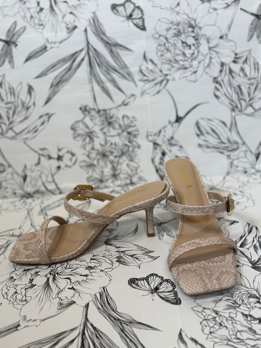 cream snake print kitten heel soda shoes
