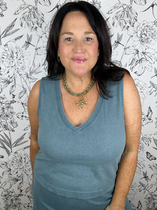 Sloane V-Neck Jersey | Emerald Cove
