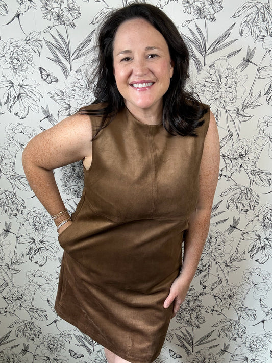 brown suede mini dress ELLE GREY
