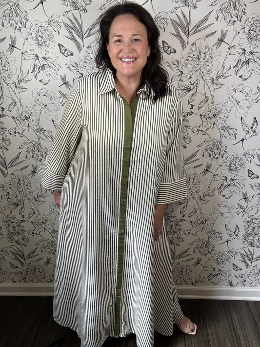 olive stripe midi ENTRO