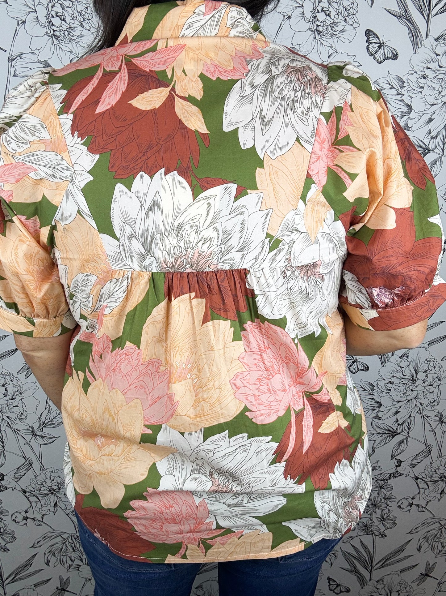 Autumn Bloom Smocked Blouse