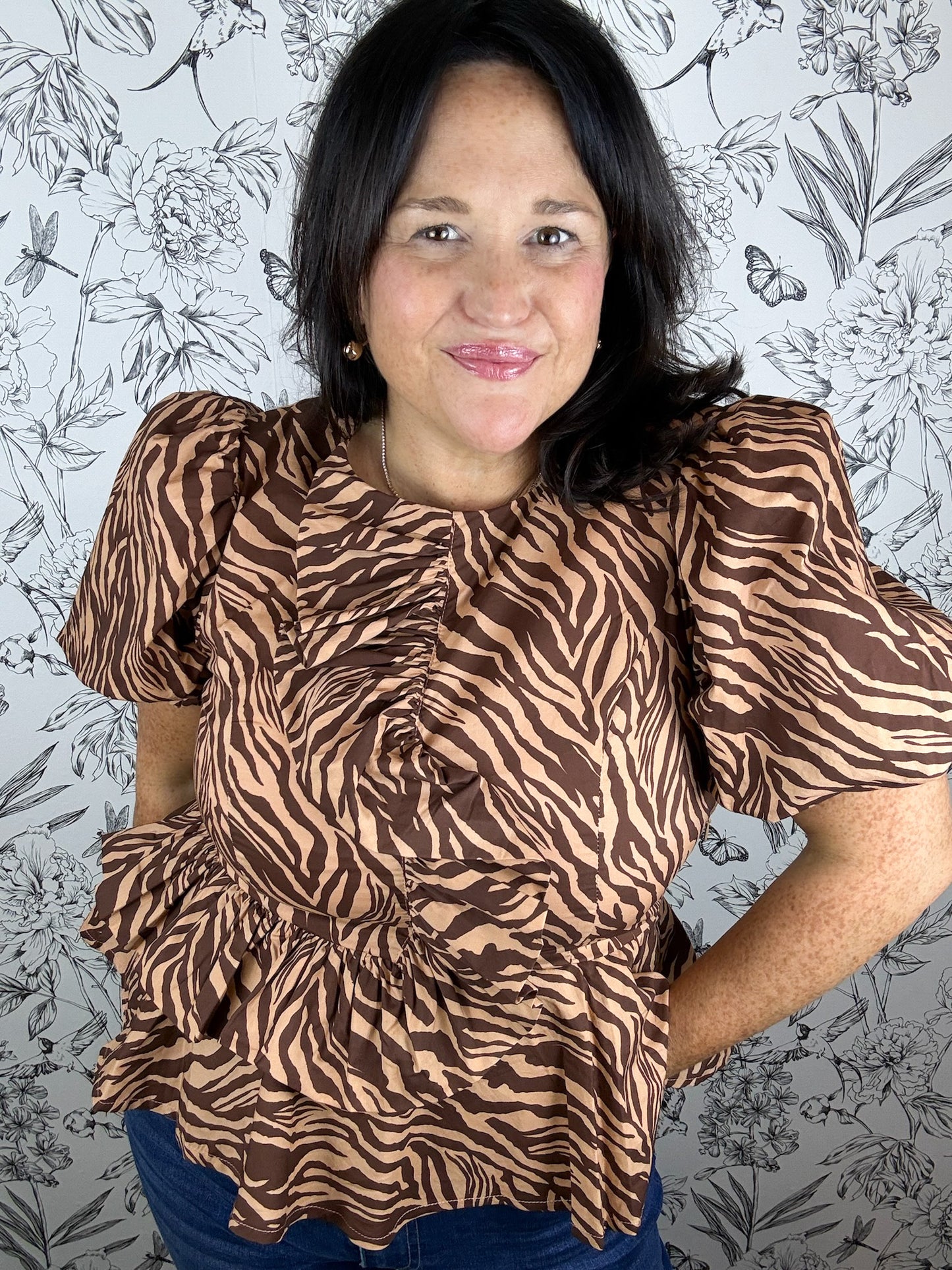 Wild Side Tiger Peplum Blouse