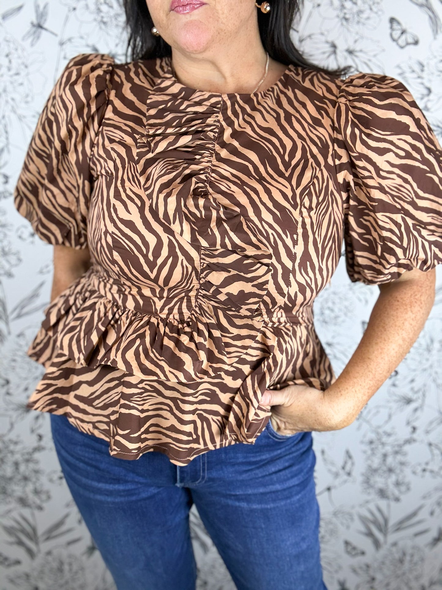 Wild Side Tiger Peplum Blouse