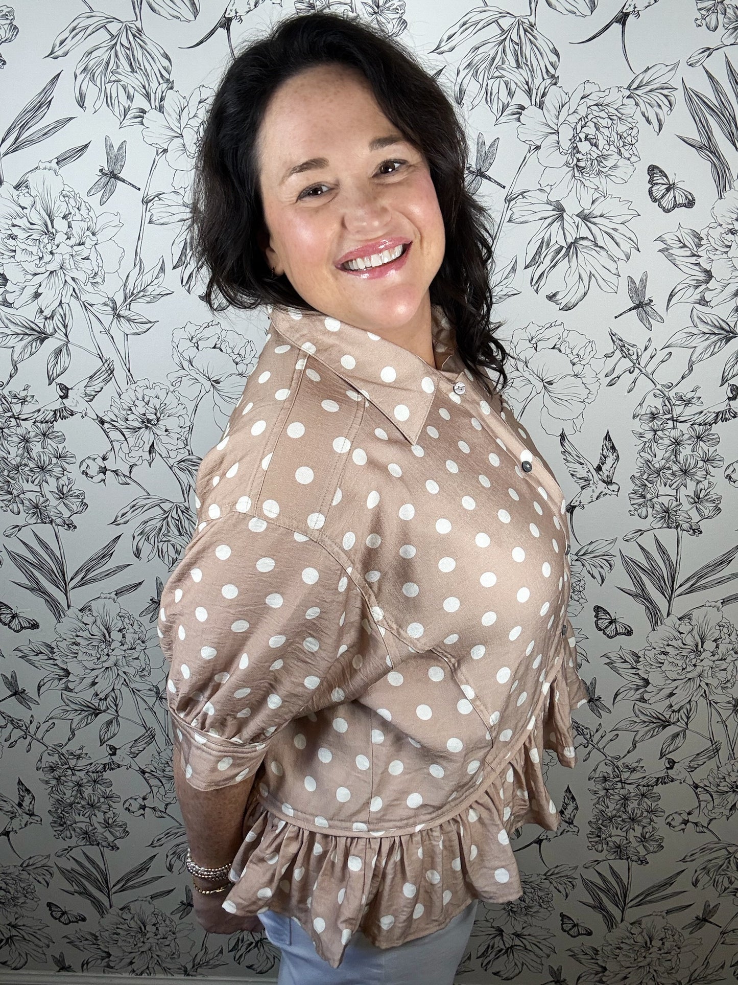 Soft Spot Vintage Polka Dot Blouse