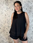 black white stitch A-line halter top