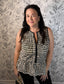 black ivory scallop V-neck tank
