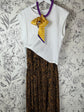 Purple & Gold Check Silk Twilly Scarf