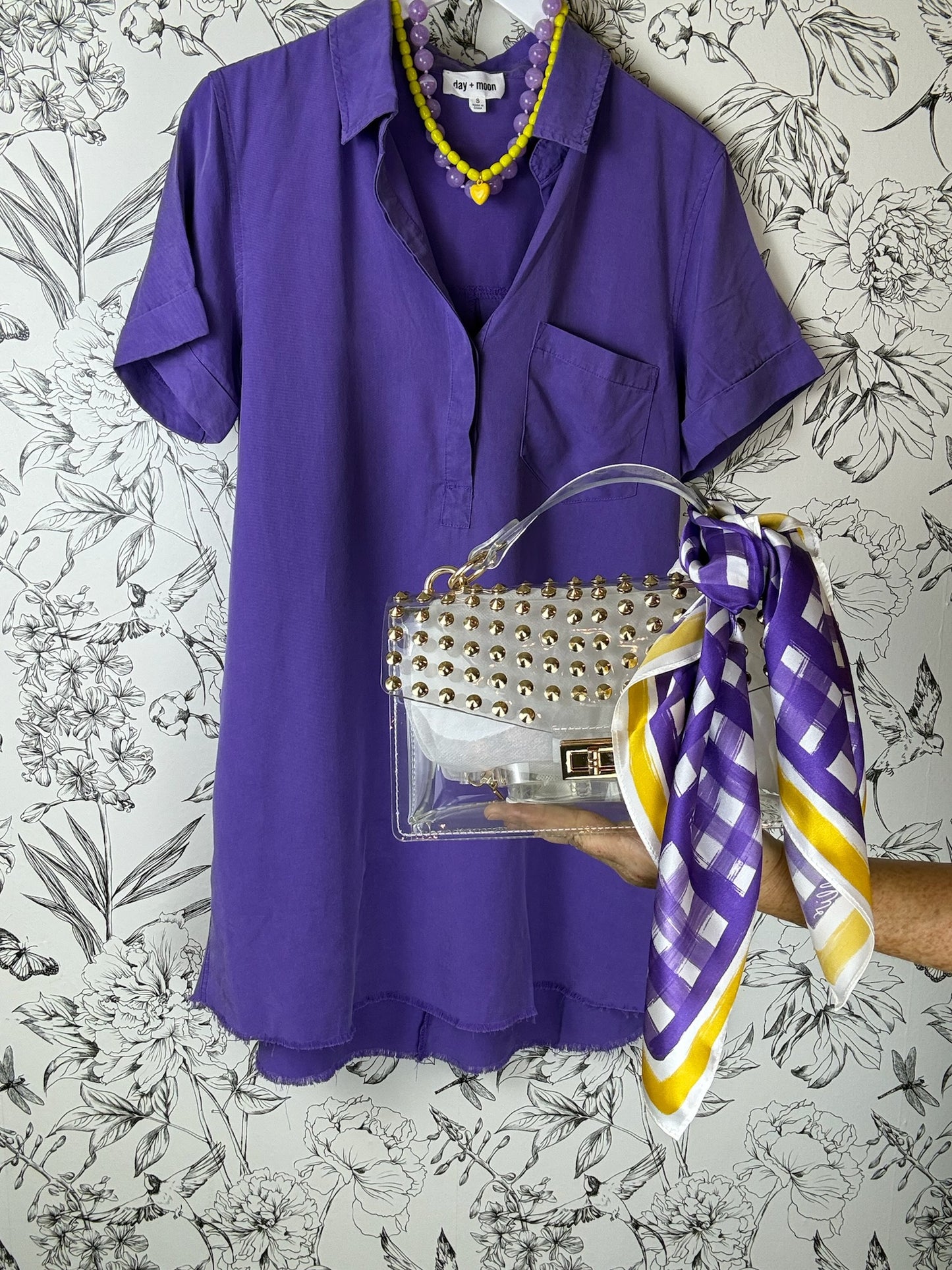 Tailgate Check Scarf in Purple & Gold