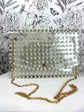 clear acrylic clutch/crossbody with pearl front