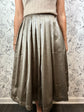 pewter vegan leather pleated midi skirt ELLE GREY