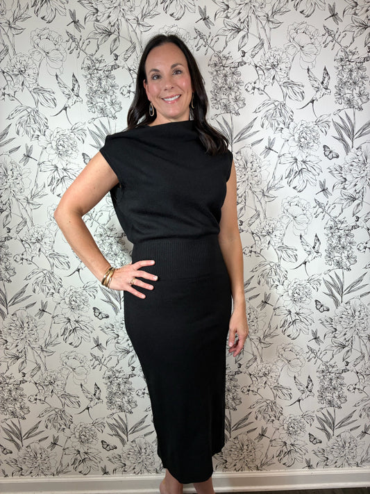 Noir Haven Knit Midi Dress