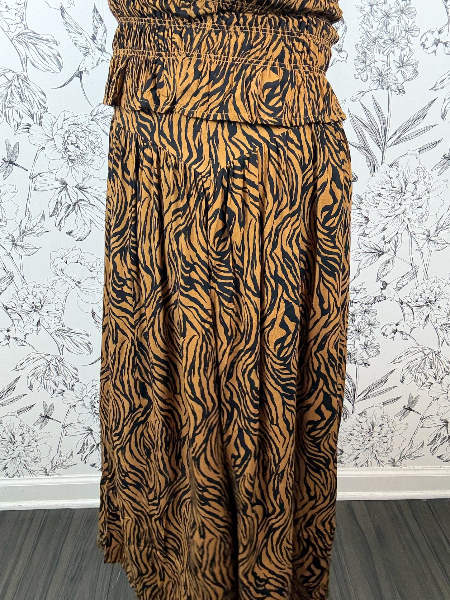 Roam Free Tiger Print Midi Skirt