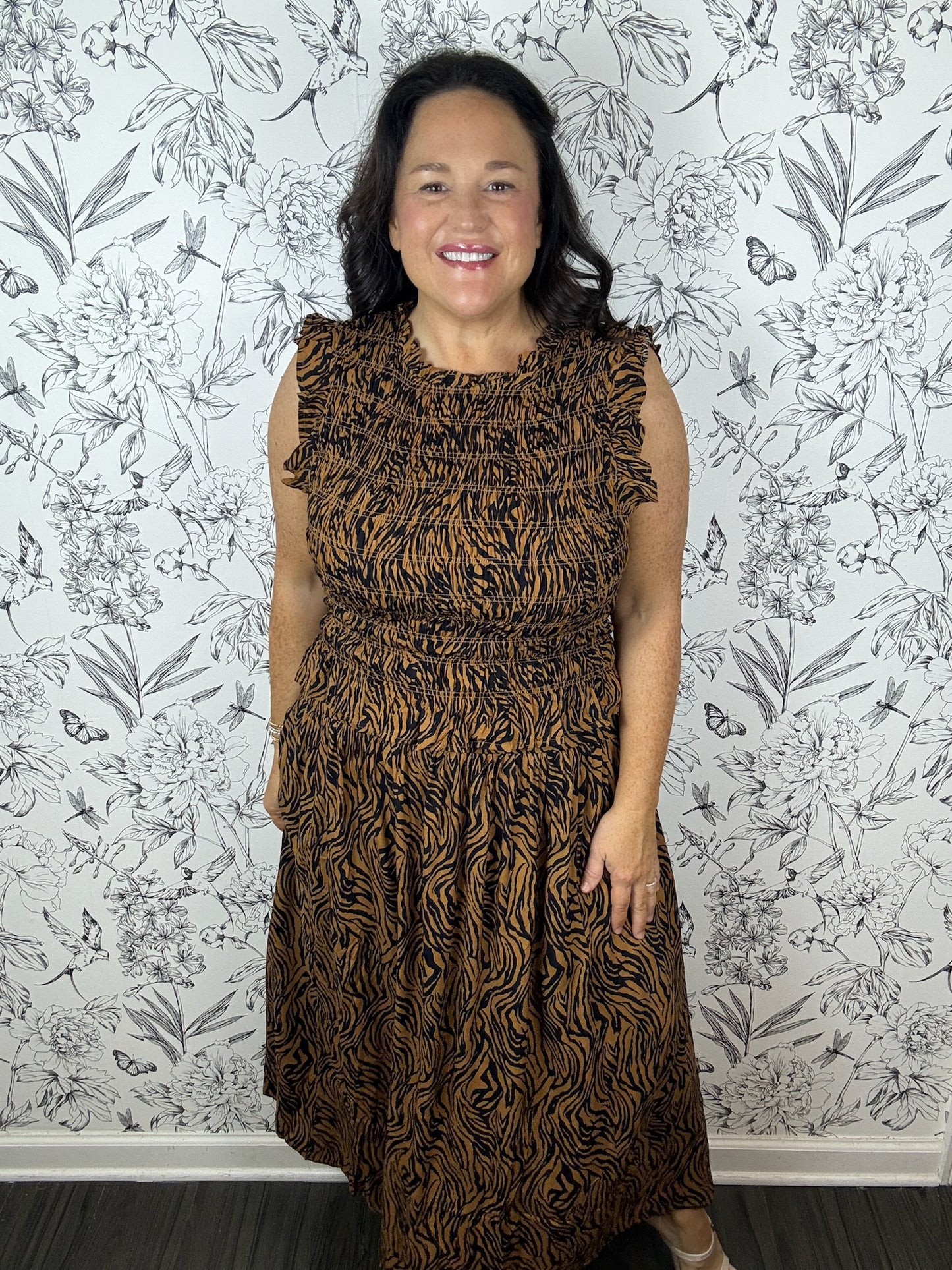 Roam Free Tiger Print Midi Skirt
