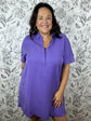 Varsity Vintage Washed Purple Shirt Dress
