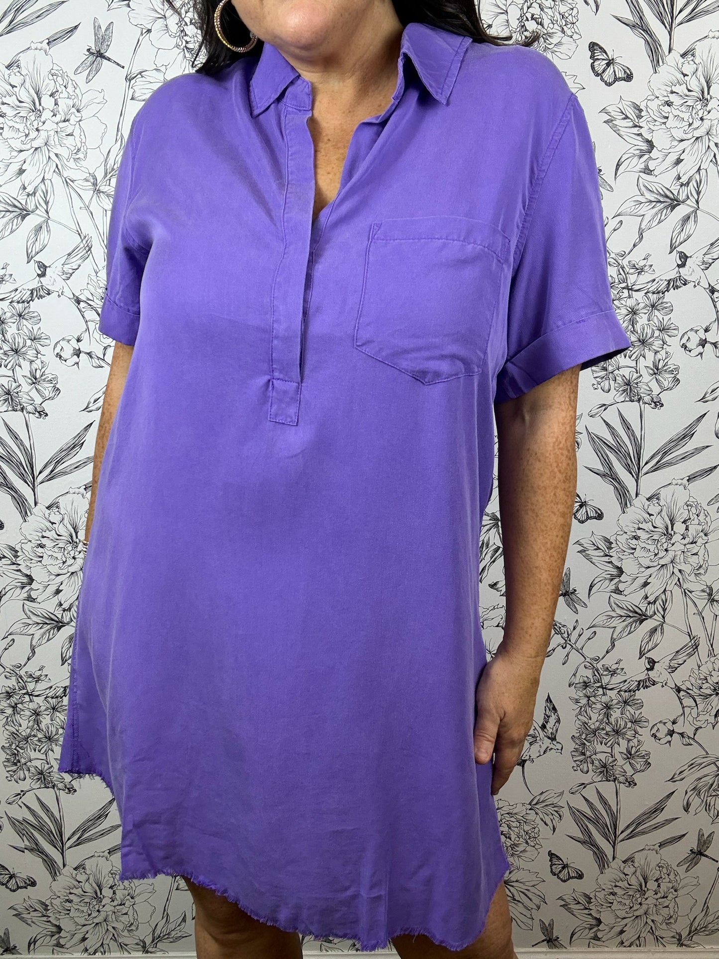 Varsity Vintage Washed Purple Shirt Dress