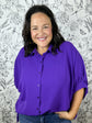 purple blouson button up, flowy, game day, DAY & MOON