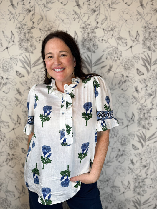 Blue Bloom Blouse