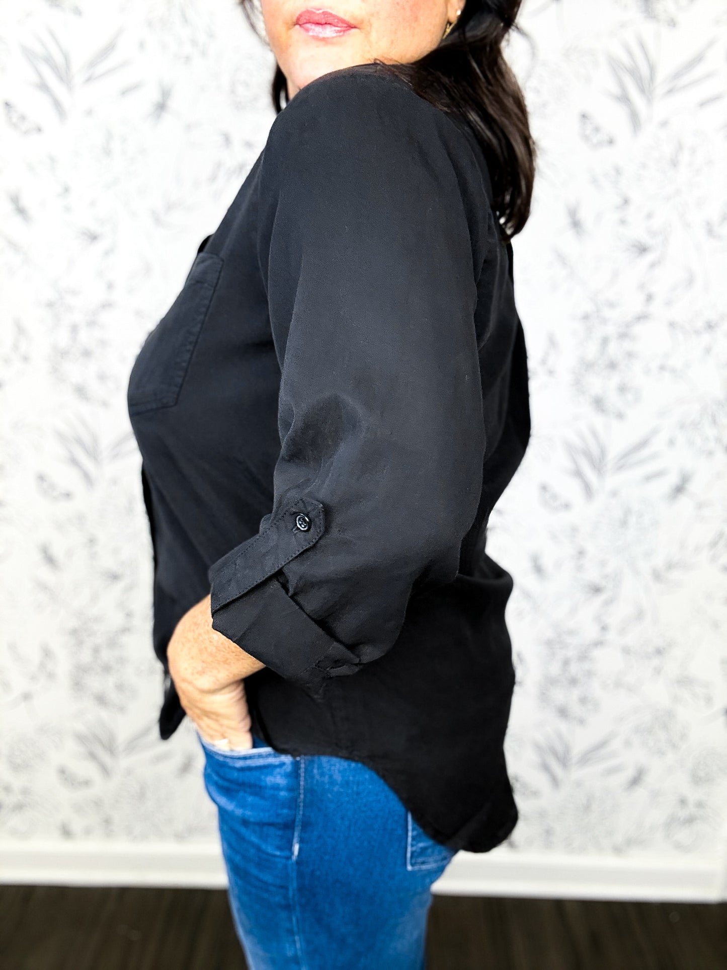 The Mercer Tencel Button Up | Black
