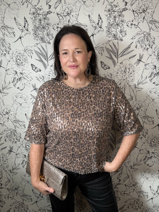 Sequin Wild Nights Boxy Top