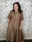 brown textured pintuck midi dress STRUT & BOLT
