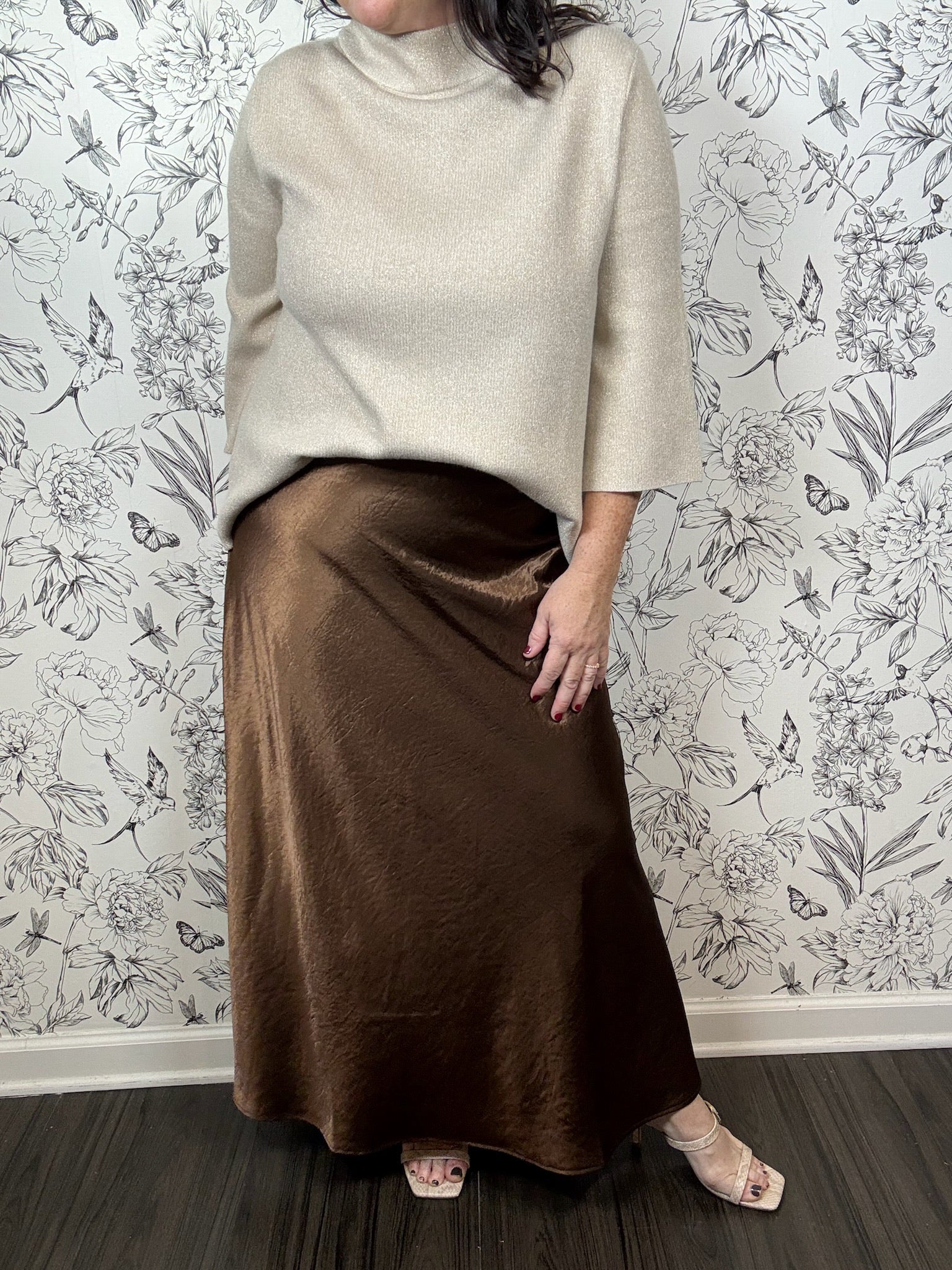 Moonlight Muse Satin Midi Skirt - Best & Co. Boutique