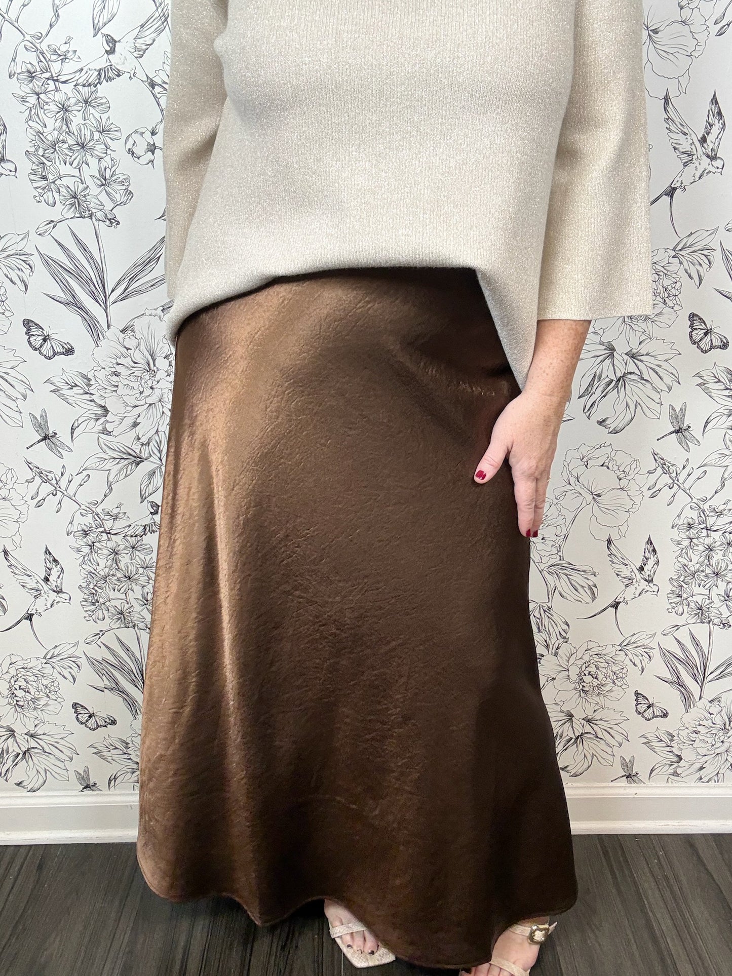 brown satin skirt LUCY PARIS