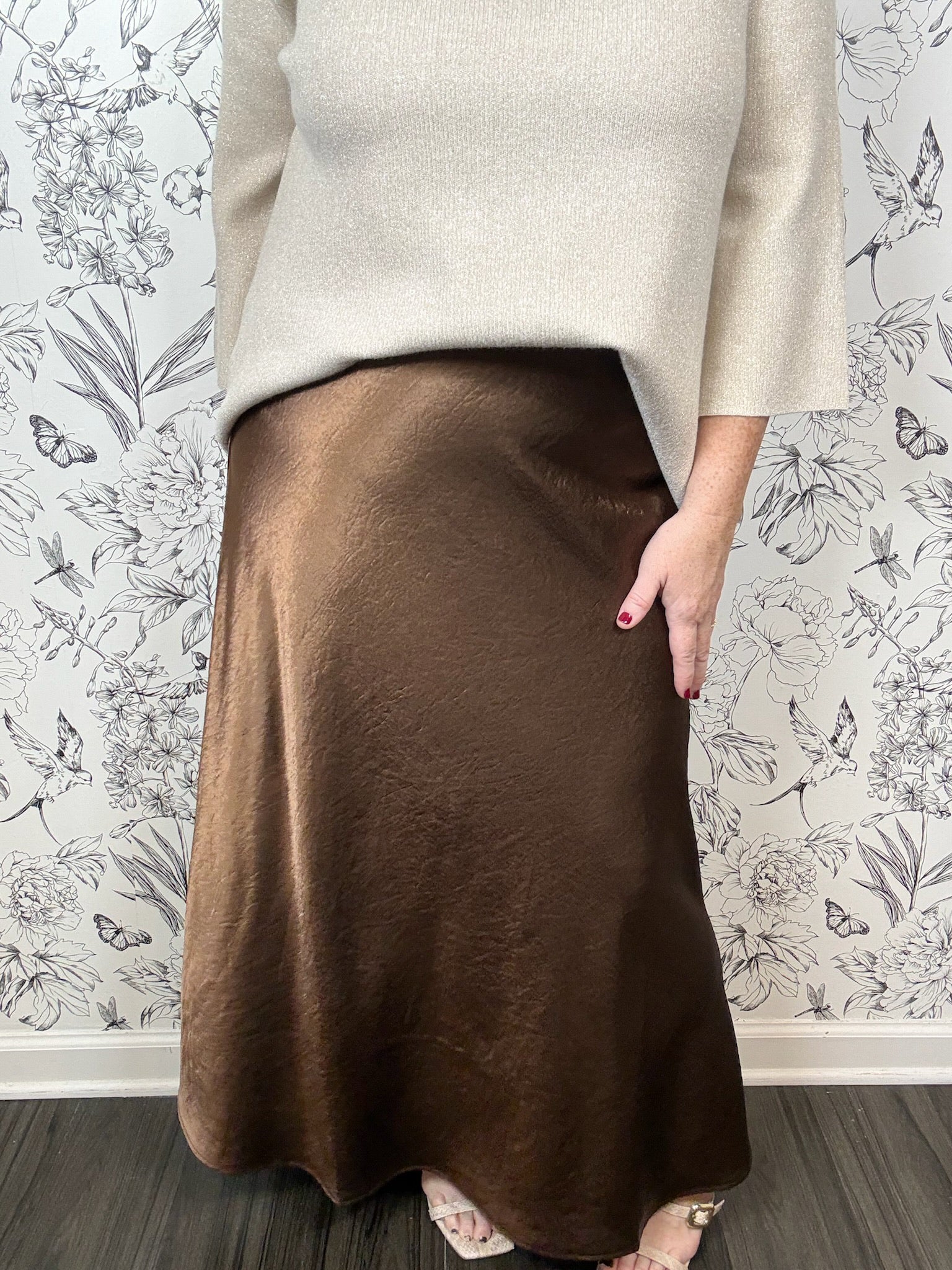 brown satin skirt LUCY PARIS