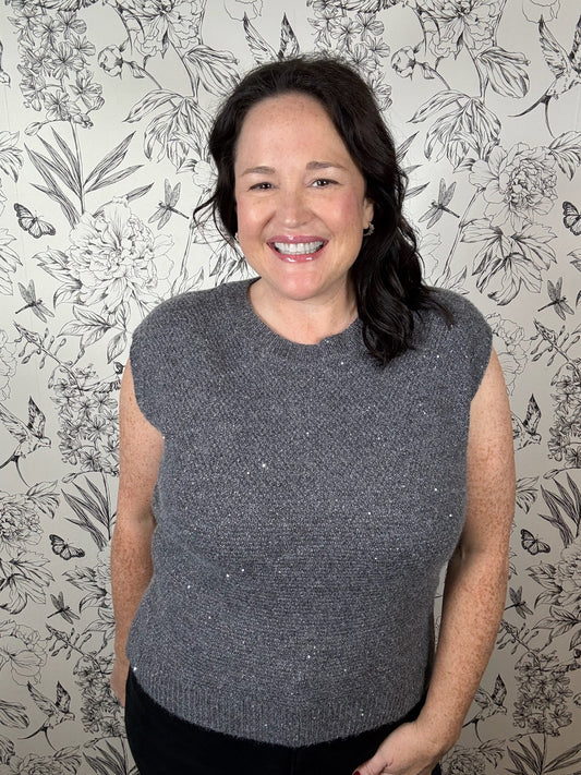silver sequin sweater/vest LUCY PARIS