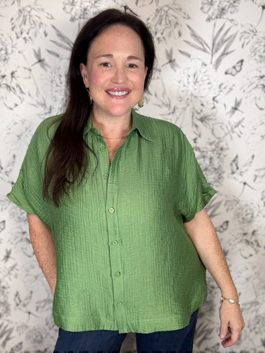 green button up FRNCH
