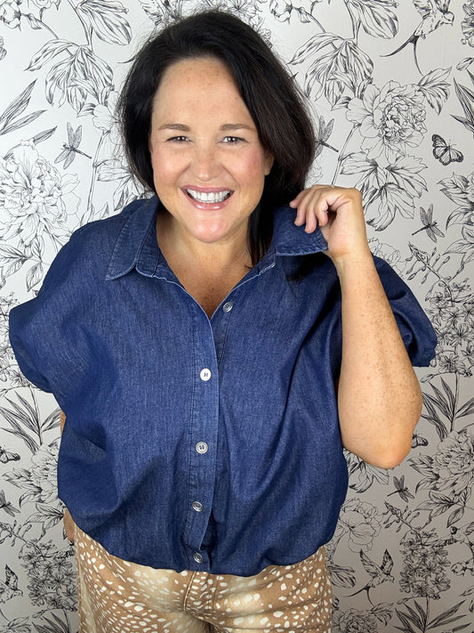 dark denim bubble blouse ANNIEWEAR