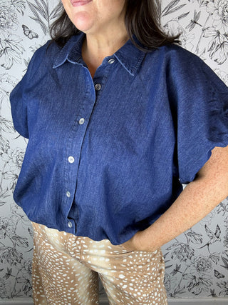 Sunday Stroll Denim Bubble Blouse