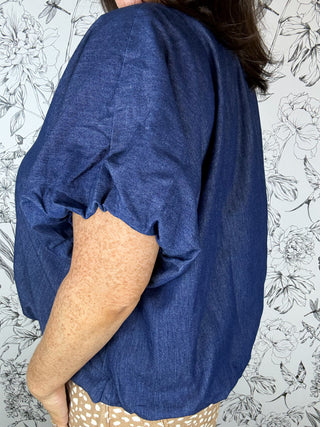 Sunday Stroll Denim Bubble Blouse