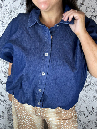 Sunday Stroll Denim Bubble Blouse