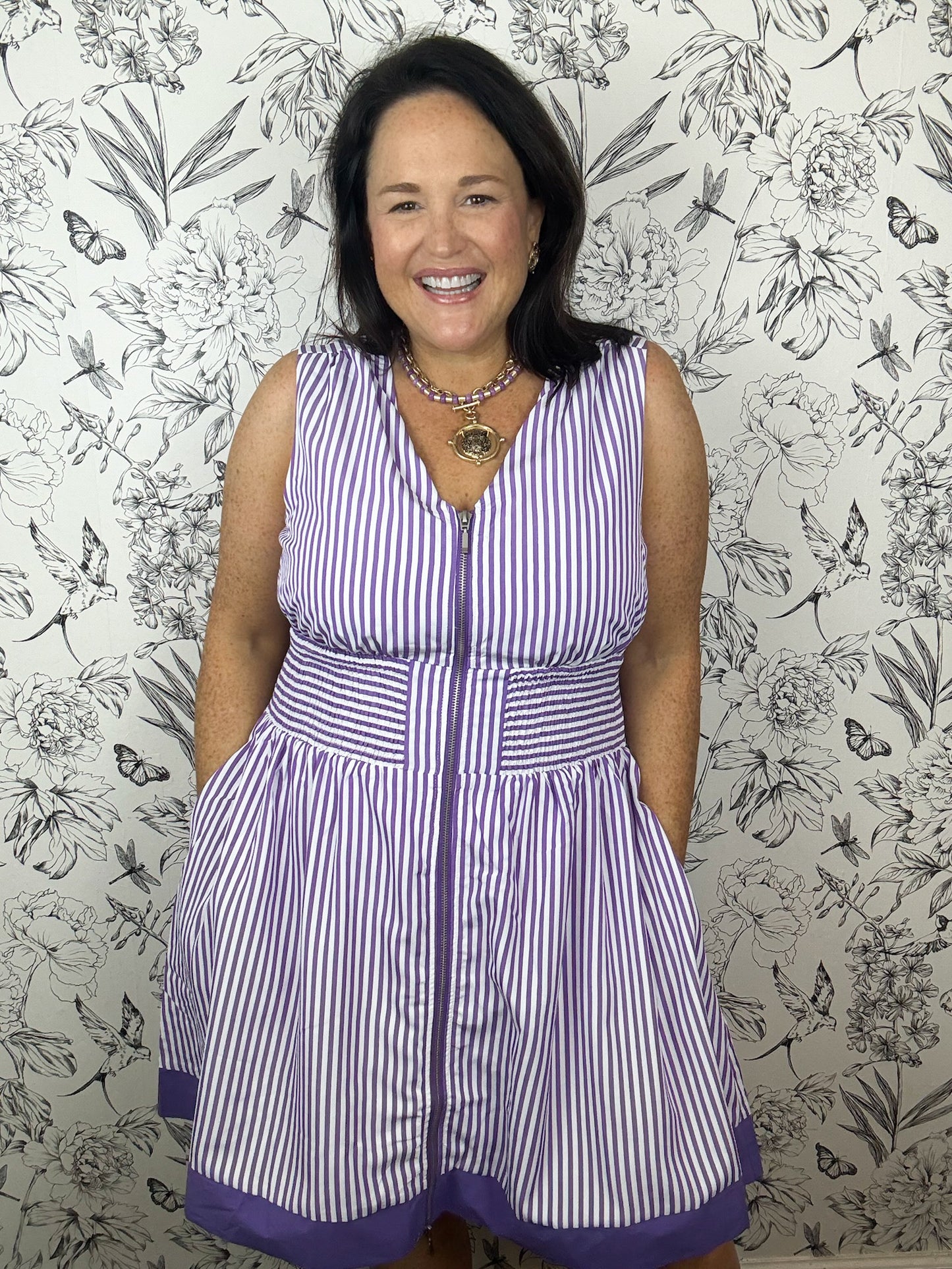Purple Playbook Striped Mini Dress