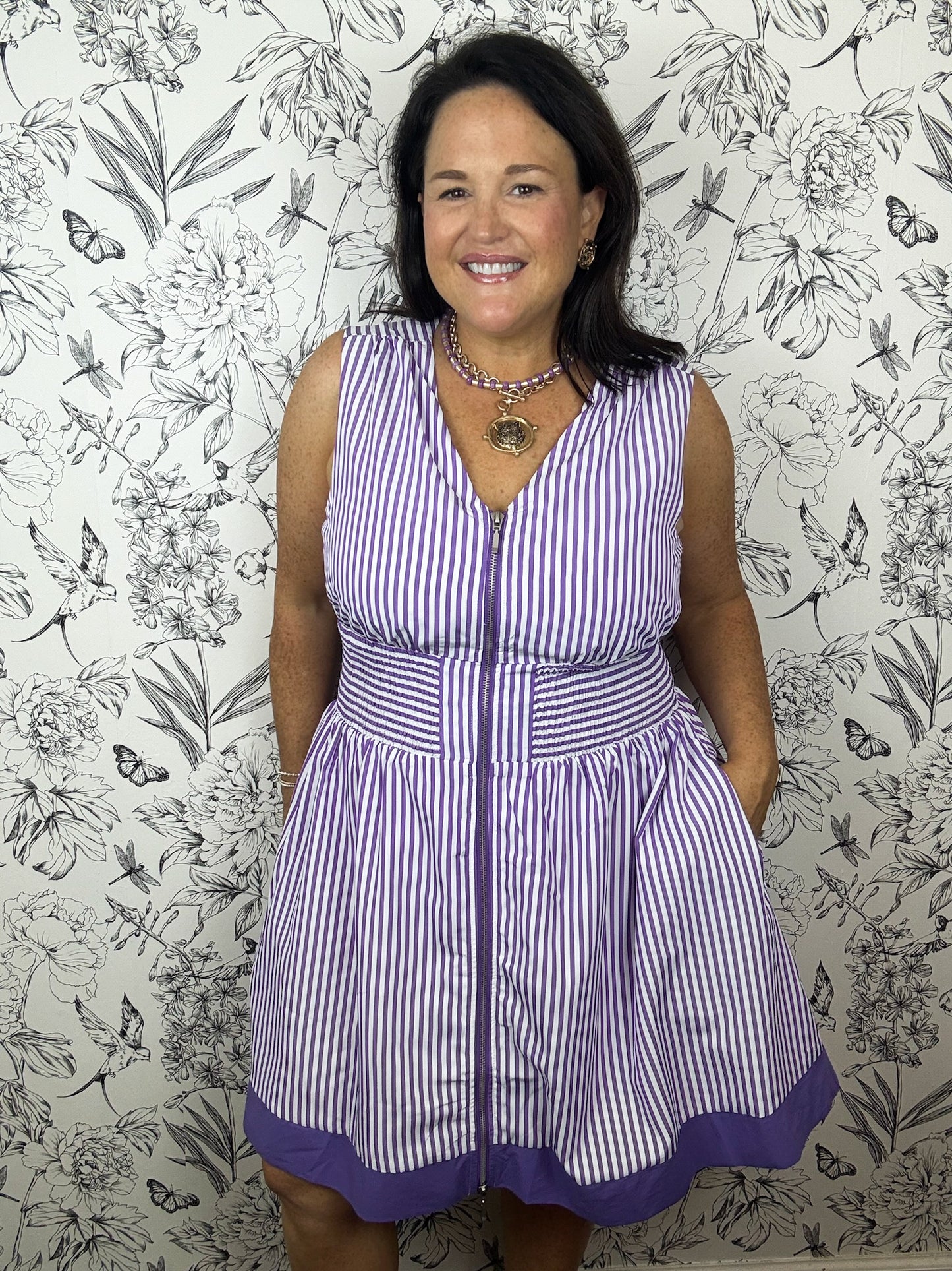 Purple Playbook Striped Mini Dress