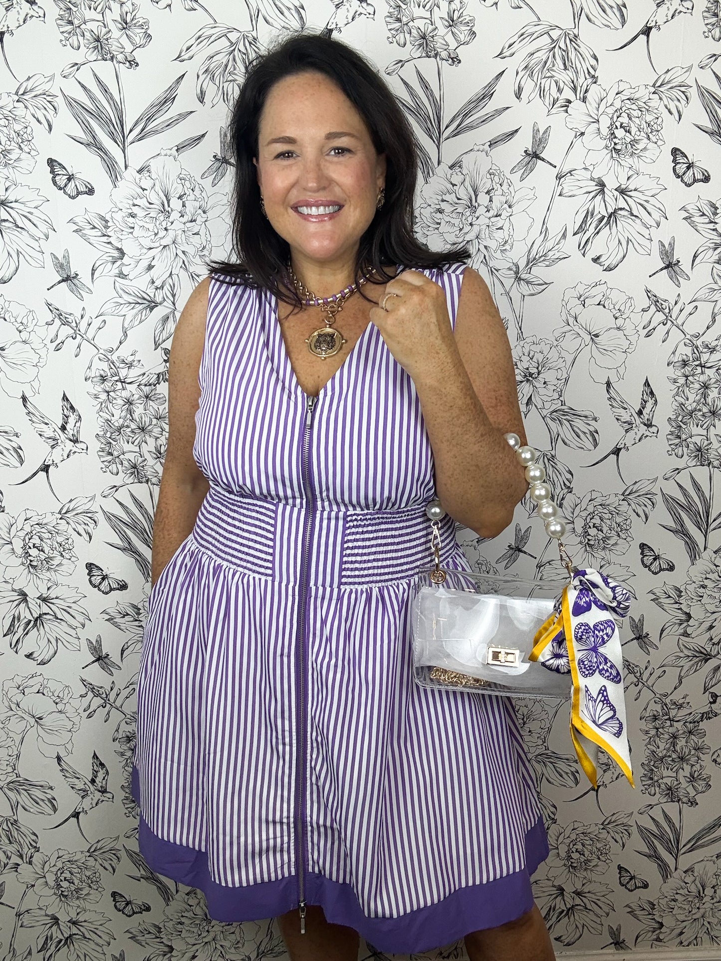 Purple Playbook Striped Mini Dress