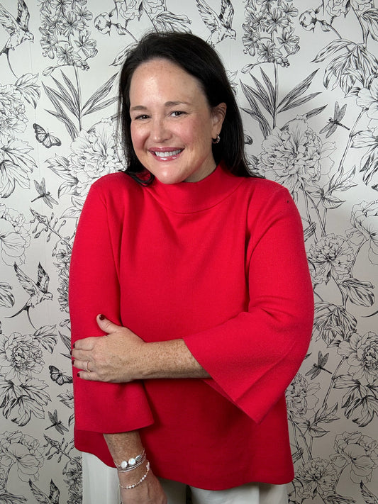 Scarlet Ember Mock Neck