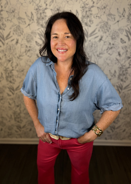 Benning Bleached Denim Top - Best & Co. Boutique